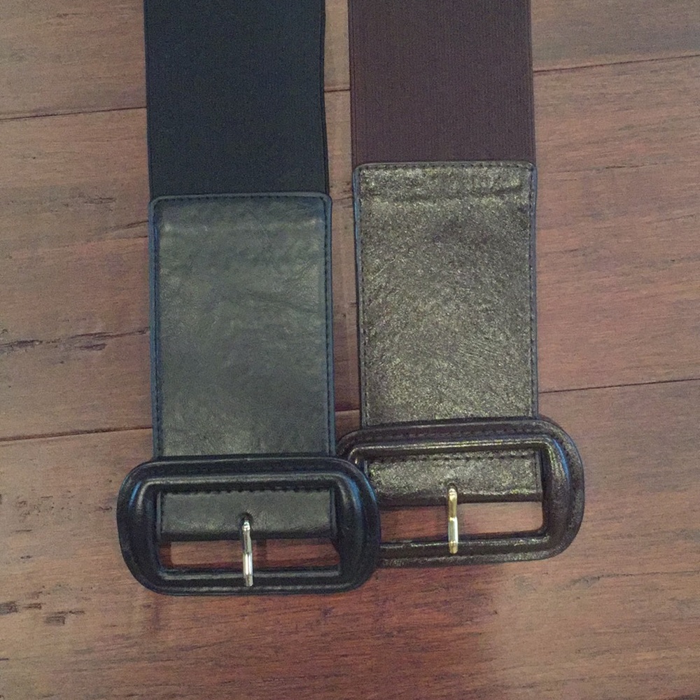 Bundle of one black and one brown wide belts